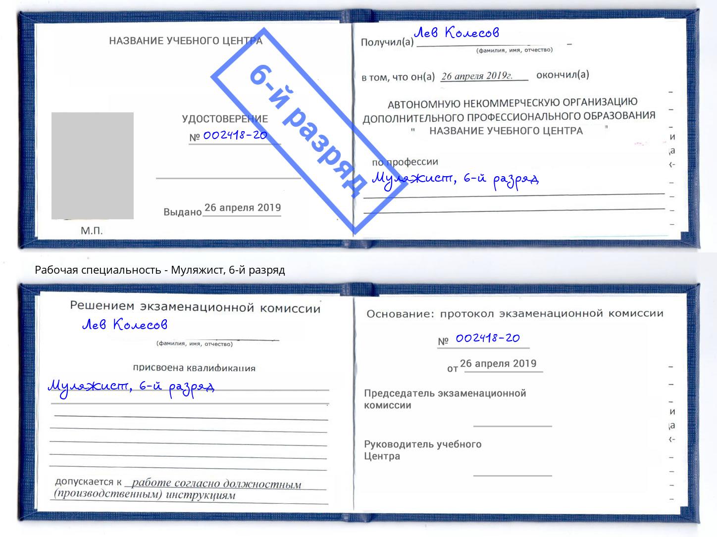 корочка 6-й разряд Муляжист Смоленск